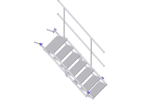 Schake Bautreppe gefertigt nach, DIN EN 12811, Breite 700mm, mit 10 Stufen, mit Geländer, verzinkt, 716010