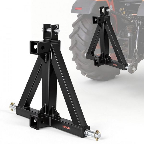 VEVOR 3-Punkt-Anhängerkupplung, 2 Zoll-Aufnahme, Traktor-Zugstangenadapter, Kompatibel mit Kategorie 1, Schwarz, SJXJSQSJKBP2096OB001V0