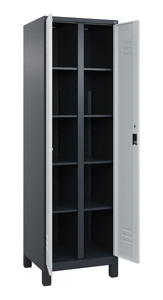 C+P Wäsche-Spind Classic PLUS, Füße, 2 Abteile, 1950x600x500mm, 7016/7035, Verschluss Zylinderschloss, 080012-20B S10028