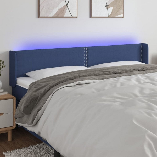 vidaXL LED Kopfteil Blau 183x16x78/88 cm Stoff, 3123116