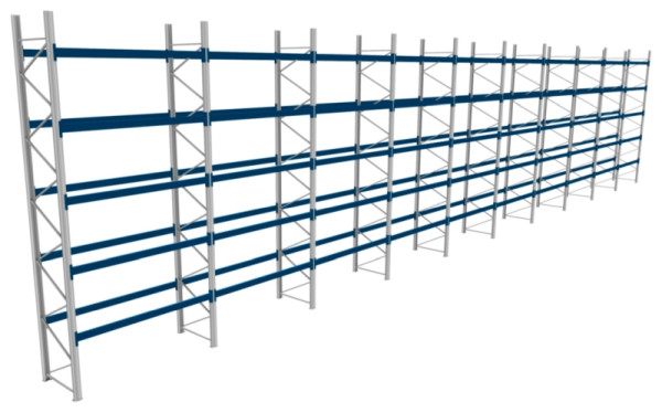 BITO Palettenregal P4 6005x1100x28400 Komplettregal, 5E, 800 RAL5010 U, 56490