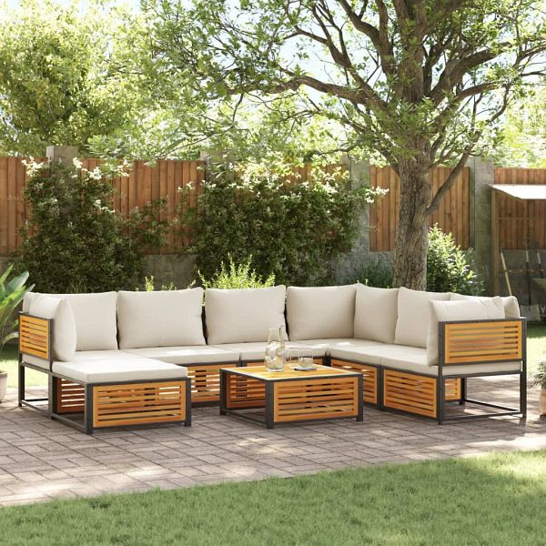 vidaXL 8-tlg. Garten-Sofagarnitur mit Kissen Massivholz Akazie, 3214922
