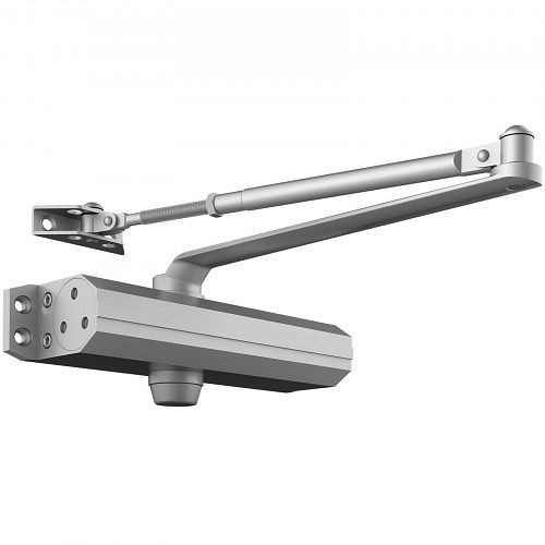 VEVOR automatischer Torschließer für Türgewichte bis 150 kg Stangentürschließer mit hydraulischem Puffer Aluminiumguss Silber, BMQ330LBSYS1RX7XZV0
