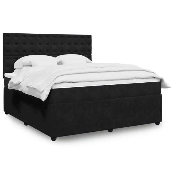 vidaXL Boxspringbett mit Matratze Schwarz 180x200 cm Samt, 3292420