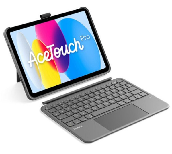 inateck Abnehmbar Hülle mit Tastatur für iPad 11" A16 2025, iPad 10.9" 2022,mit Stifthalter, QWERTZ, AceTouch, grau, N0057_gray
