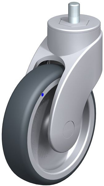 Blickle LWGX-TPA 126G-GSX12 Kunststoff-Lenkrolle WAVE, rostfrei, mit Gewindestift, Thermoplastisches Gummi-Elastomer, Grau, 747471