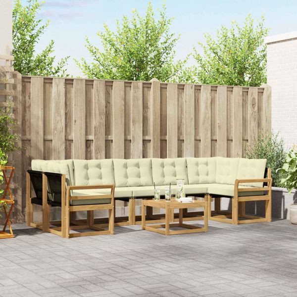 vidaXL Outdoor-Sofagarnitur mit Kissen 8-teilig Weiß und Creme, 3389308
