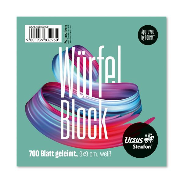 Ursus Style Würfelblock - geleimt, weiß, ca. 700 Blatt, 608823000