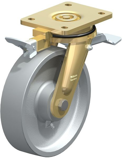 Blickle LS-G 200K-RI4 Stahlgeschweißte Schwerlast-Lenkrolle, schwere Drehkranz-Ausführung, Guss, Grau, 844378