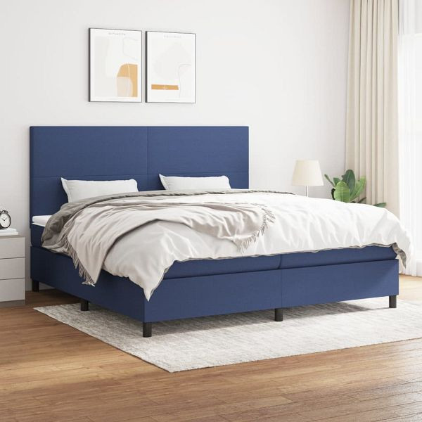 vidaXL Boxspringbett mit Matratze Blau 200x200 cm Stoff, 3141647