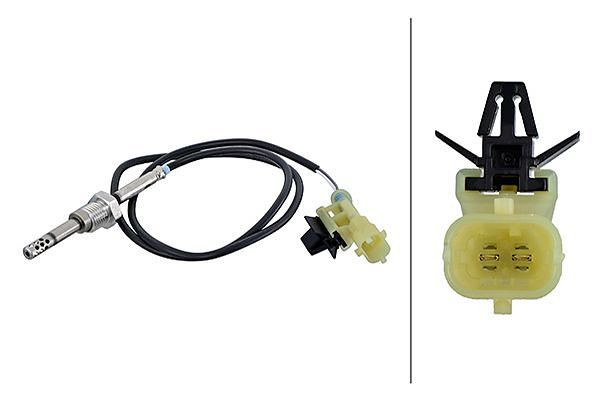 HELLA Sensor, Abgastemperatur, 2-polig, geschraubt, Kabel: 670mm, 6PT 010 376-461