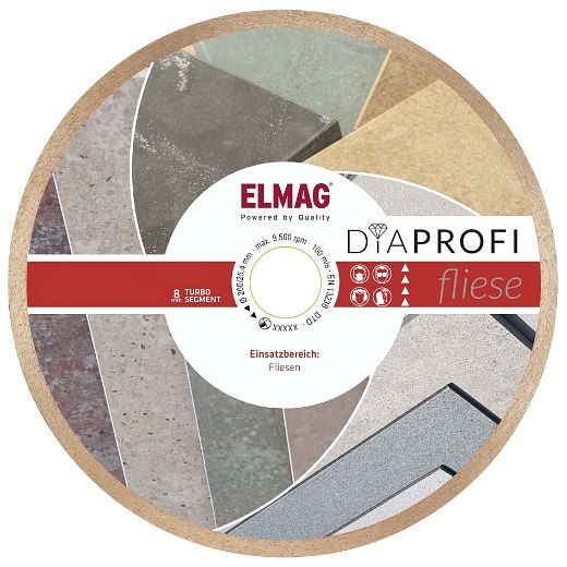 ELMAG DiaProfi-Diamantscheibe FLIESE 200mm, Bohrung: 25,4mm (für Trocken- und Nassschnitt), 62221