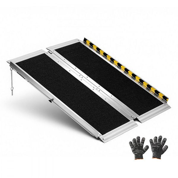 VEVOR Faltbare Rollstuhlrampe 915x736mm, 362kg Tragkraft, Rutschfest, Tragbare Alu-Auffahrrampe für Türschwellen, ZDKMJPD36YC1TP0MU001V0