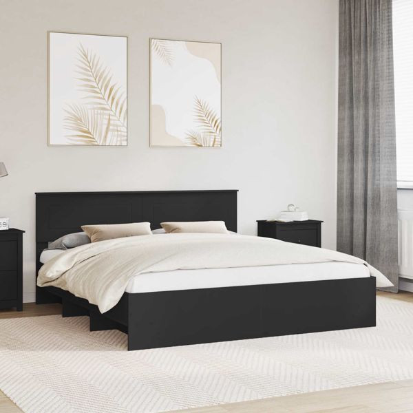 vidaXL Bettrahmen mit Kopfteil Schwarz 180 x 200 cm Holzwerkstoff, 3408824