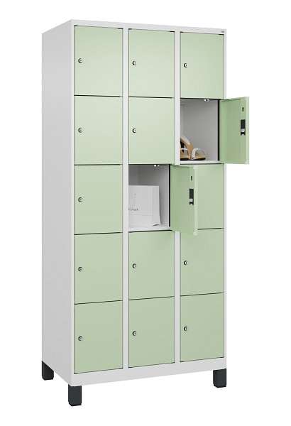 C+P Schließfachschrank Evolo PLUS, mit Füßen, 15 Fächer, 1950x900x500mm, 9016/6, 049010-305 S10019