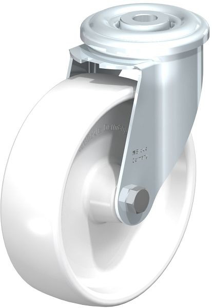 Blickle LER-PPN 125G-FA Stahlblech-Lenkrolle mit Rückenloch, Polypropylen, Weiß, 762895