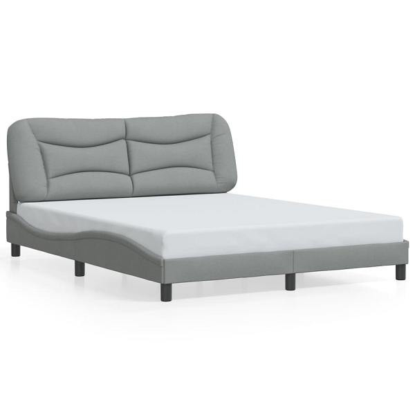 vidaXL Bettgestell mit Kopfteil Hellgrau 160x200 cm Stoff, 3207779
