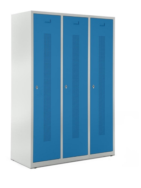 Deskin Garderobenspind SYSTEM SP1 ohne Unterbau, Korpus Lichtgrau, Türen Lichtblau, H 1700 x B 1185 x T 500 mm, Drehriegelverschluss, 330642