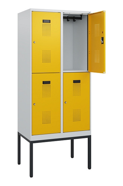 C+P Doppelstock-Spind Evolo PLUS, Gestell, 4 Fächer, 1950x800x500mm, 7035/1004, Zylinderschloss, 0493305-22 S10018