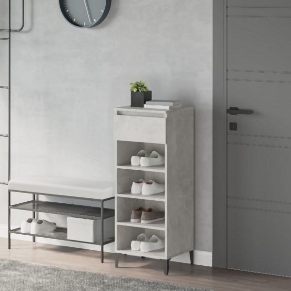 vidaXL Schuhregal Betongrau 40x36x105 cm Holzwerkstoff, 819784