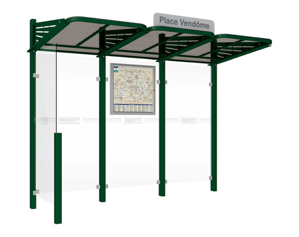 Procity Wartehalle Convi® - Standard - 1 Seitenverkleidung Links, Farbe RAL 6005, 529368.6005