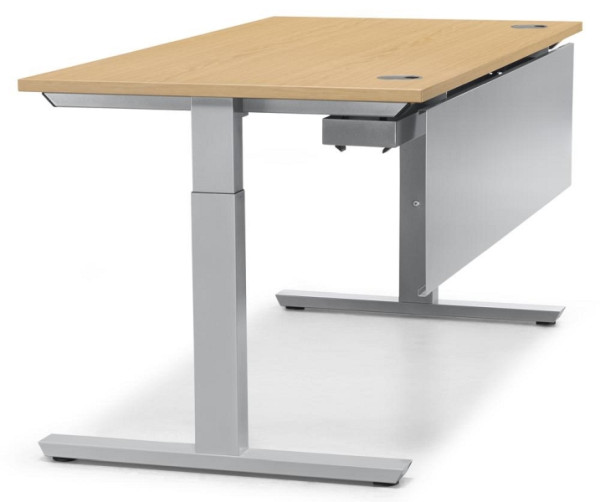 Deskin Schreibtisch T-Fuß MULTI M, Buchedekor, B 800 x T 800 x H 650 - 850 mm, 288456