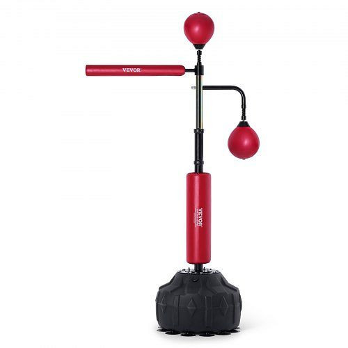 VEVOR Box-Speed-Trainer, Boxsack mit Ständer, Höhenverstellbares Freistehendes Schlagsack-Set mit Handschuhen Rot, QJDXLDDPZHSQQODF6V0