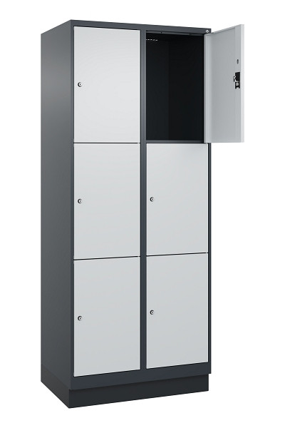 C+P Schließfachschrank Evolo PLUS, mit Sockel, 6 Fächer, 1950x800x500mm, 7016/70, Frontfarbe RAL 7035 Lichtgrau, 049020-223 S10017