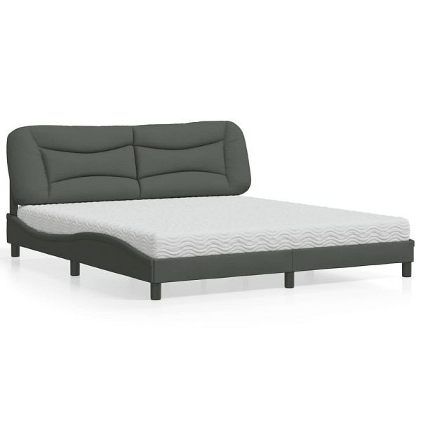 vidaXL Bett mit Matratze Dunkelgrau 180x200 cm Stoff, 3208549