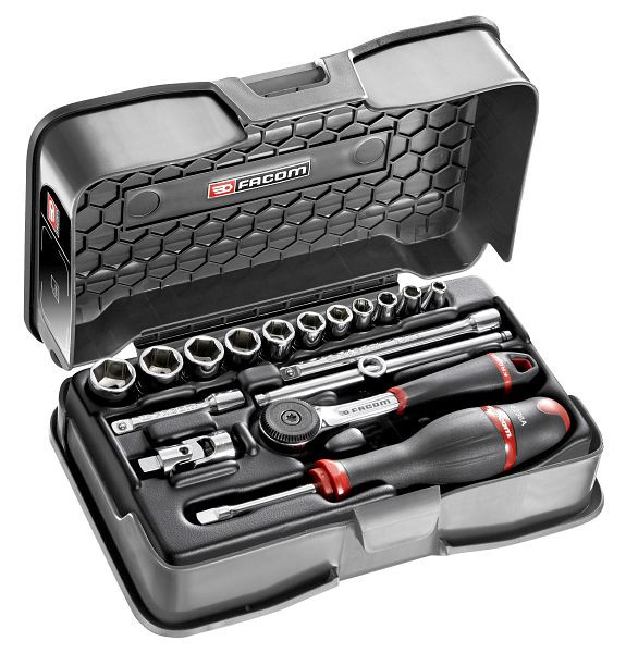 Facom Steckschlüsselsortiment 1/4", 6-Kant, zöllig - 17 Teile - R.161B, R.161-2P6U