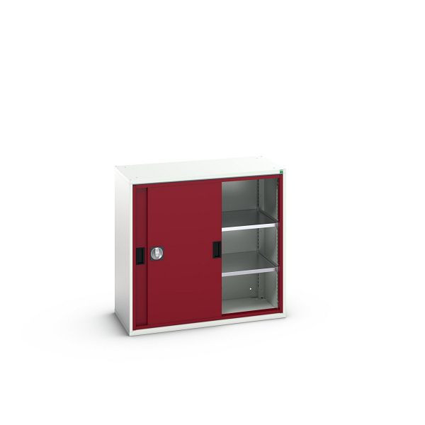 bott verso Schiebetürschrank, mit 2 Fachböden, BxTxH: 1050 x 550 x 1000 mm, Lichtgrau / Purpurrot, 16926280.24