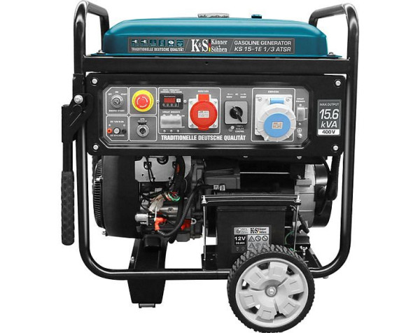 Könner & Söhnen 15,6kVA Benzin E-start Stromerzeuger, 1x32A(400V)/1x63A(230V), 12V, ATS-Anschluss, Voltregler, Anzeige, KS 15-1E 1/3 ATSR