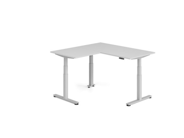 Hammerbacher Sitz-Steh-Winkeltisch 160x160cm Grau/Silber, VXDSMW1608/5/S