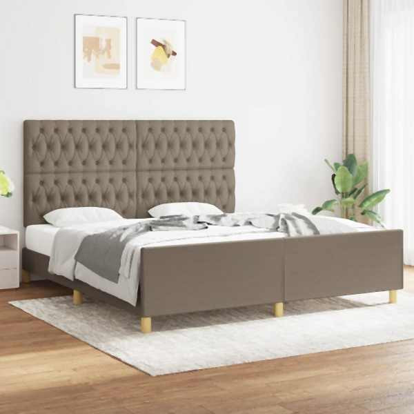 vidaXL Bettgestell mit Kopfteil Taupe 180x200 cm Stoff, 3125320