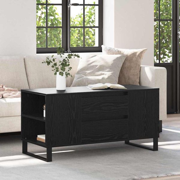 vidaXL Couchtisch Schwarz Eichen-Optik 102 x 44,5 x 50 cm, 882698