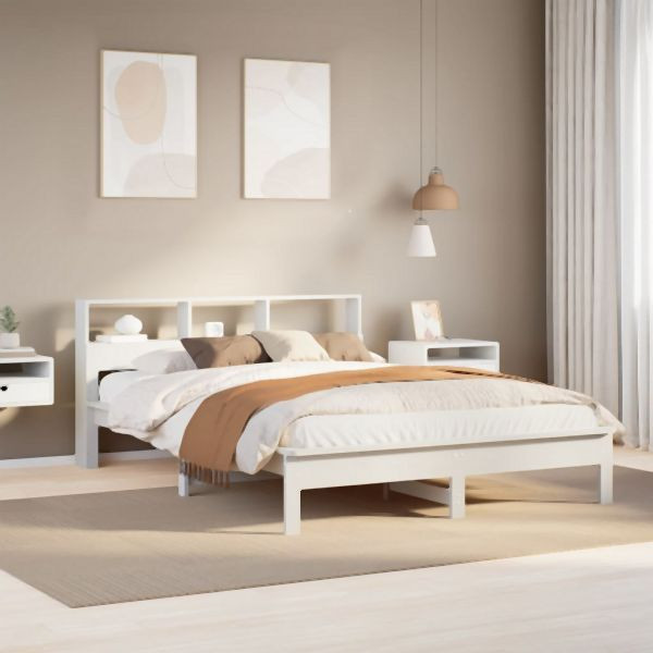 vidaXL Massivholzbett ohne Matratze Weiß 140x200 cm Kiefernholz, 3309738