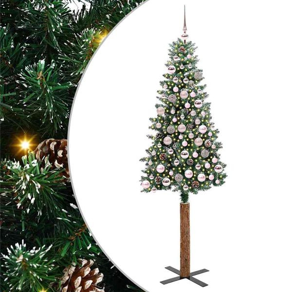 vidaXL Schlanker Weihnachtsbaum mit 300 LEDs Grün und Weiß 180 cm, 3394901