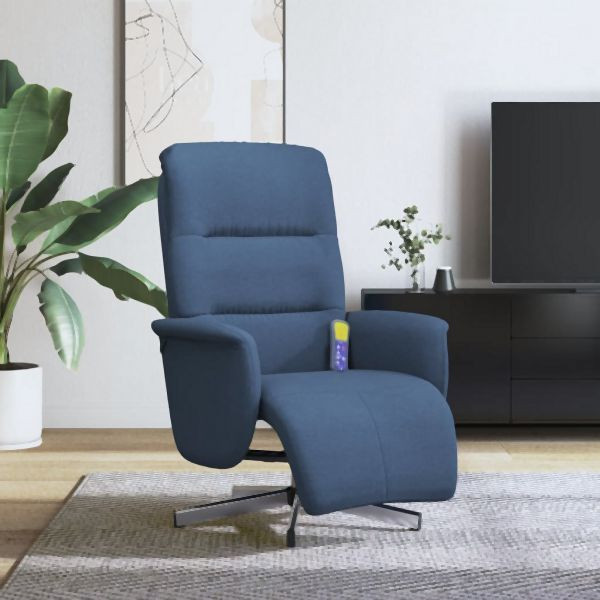 vidaXL Massagesessel mit Fußteil Blau Stoff, 356580, 8721012043626