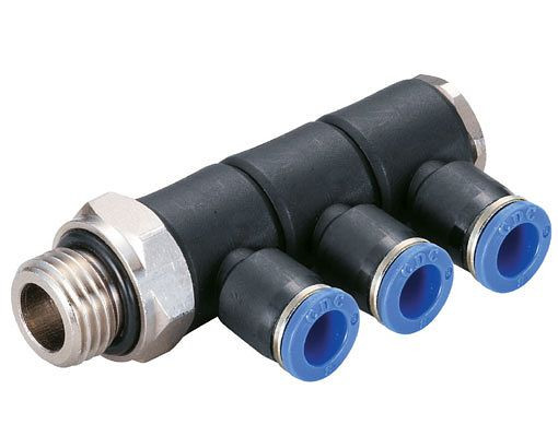 timmer B-WVTEd3-8-1/8-KU, Winkel-Verteiler-Einschraubverschraubung, Schlauch-Ø: 8 mm, Gewinde: 1/8", VE: 5 Stück, 03180868