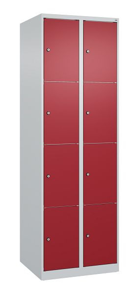 C+P Schließfachschrank Classic PLUS, 2 Abteile mit je 4 Fächern, 1850x600x500mm, 7035/3003, 080000-204 S10001