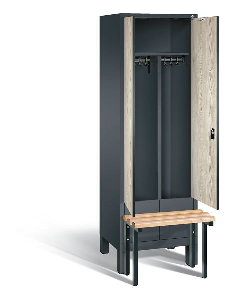 C+P Schwarz-Weiss-Spind Evolo, H1850xB610xT815mm, Farbe: Anthrazitgrau / Dekor Sen-Esche, 48032-20 S10105