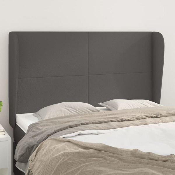 vidaXL Kopfteil mit Ohren Grau 147x23x118/128 cm Kunstleder, 3117770