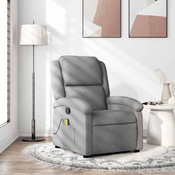 vidaXL Massagesessel Hellgrau Stoff, Füllung: Schaumstoff, 371763