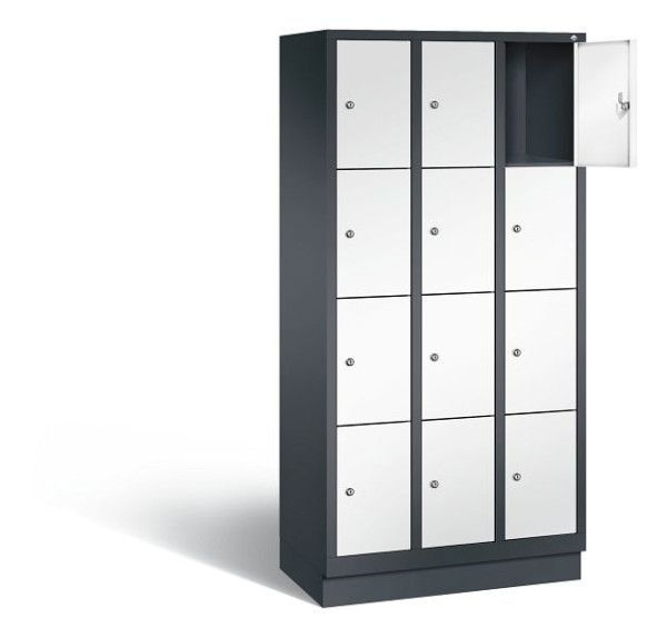 C+P Schließfachschrank Evolo, H1800xB900xT500mm, Farbe: Schwarzgrau / Verkehrsweiß, 48020-304 S10104