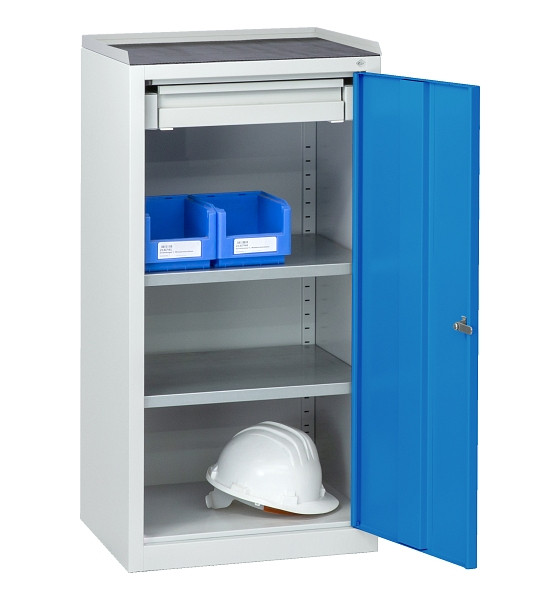 C+P Stahl-Flügeltürenschrank Serie 89, H1000xB100xT500mm, 7035/5012, 1 Tür, 87210-00 S10016