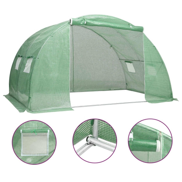 vidaXL Gewächshaus 8 m² 2x4x2 m, Stahl, 48159, 8719883796208