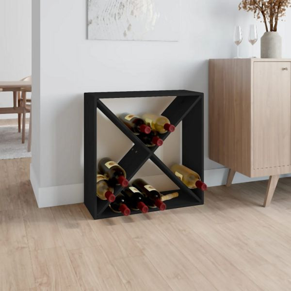 vidaXL Weinregal Schwarz 62x25x62 cm Massivholz Kiefer, 821763