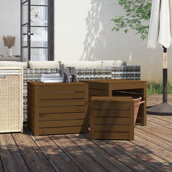 vidaXL 3-tlg. Gartenbox-Set Honigbraun Massivholz Kiefer, 823958