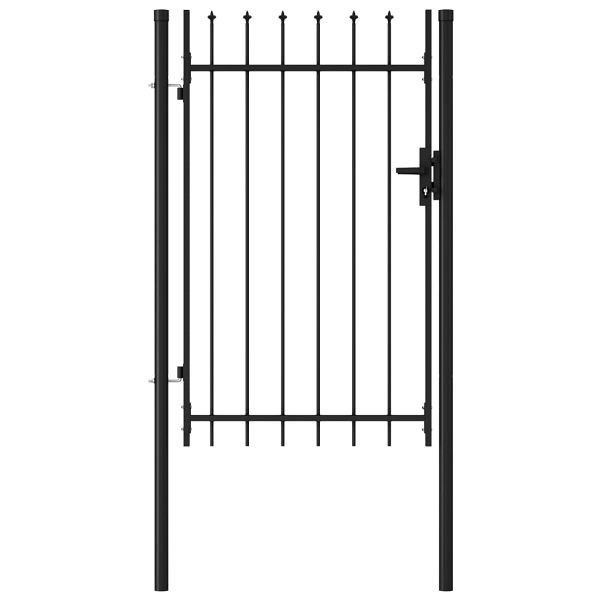 vidaXL Zauntor Einzelflügel mit Speerspitzen Stahl 1 x 1,5 m Schwarz, 146034