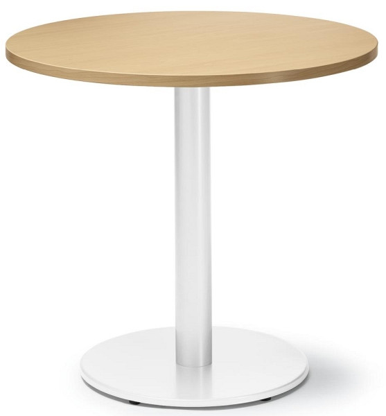 Deskin Besprechungs- und Konferenztisch MODUL, Platte Dekor Buche, Gestell Weiß RAL 9016, Durchmesser 800 mm, Höhe 735 mm, 295361